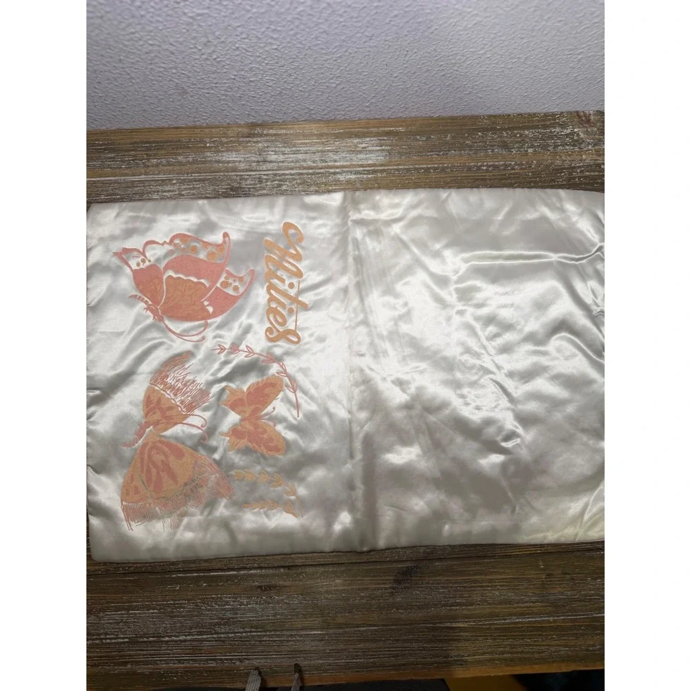 Vintage Nities Lingerie Satin Case Embroidered Butterfly Pink 1950s NOS Boudoir